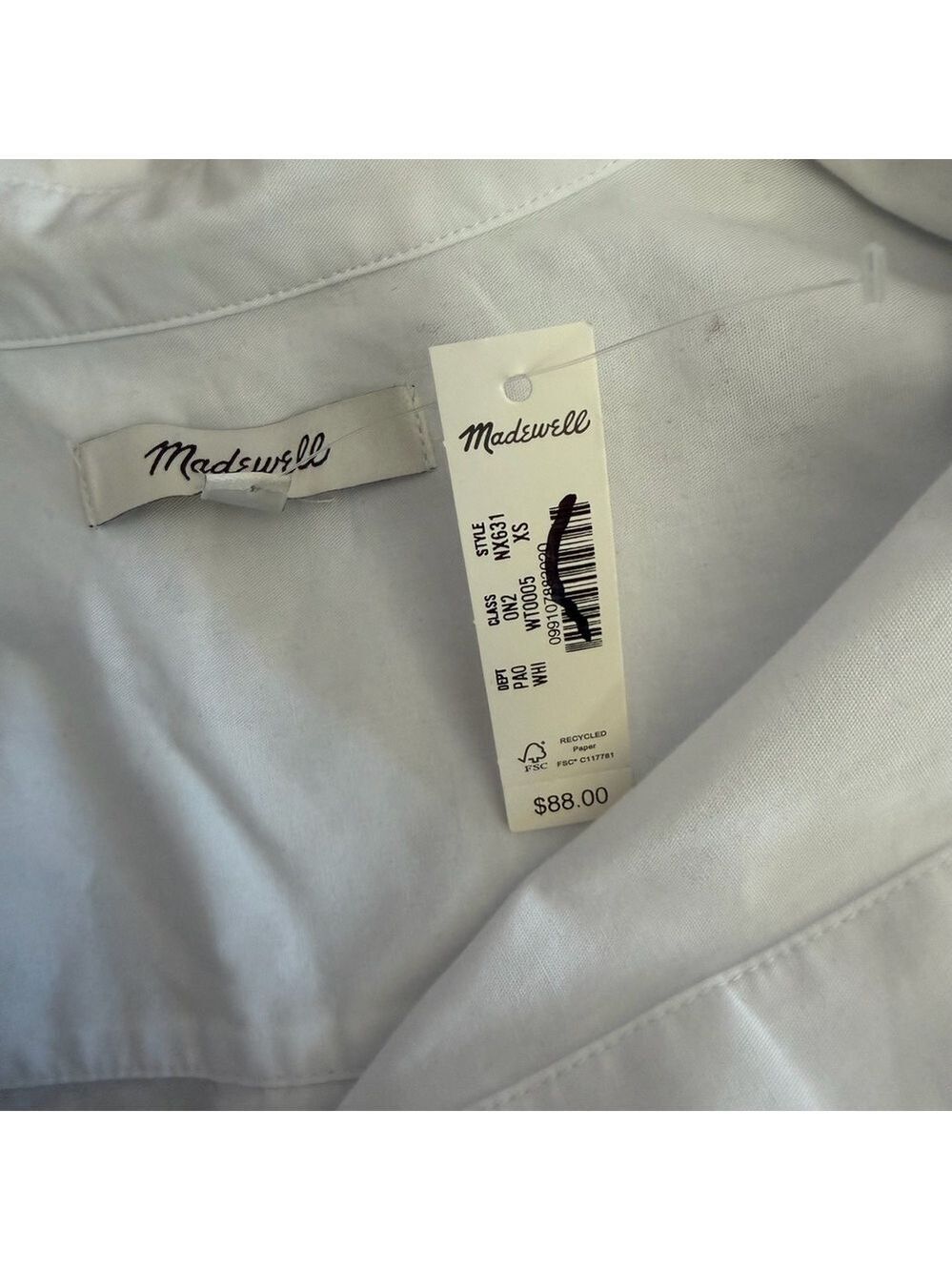 Madewell Oversized Oxford Cotton Button-Up Shirt Size XS NWT - Picture 13 of 15